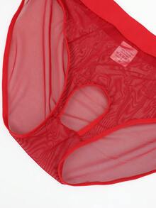 DrisQ DrisQ Celana Dalam Segitiga Merah Jala Transparan Seksi untuk Pria dengan Warna Kontras - Merah - View 7