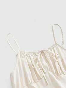 ROMWE Summer Casual Solid Color Spaghetti Strap Dress - Apricot - View 3