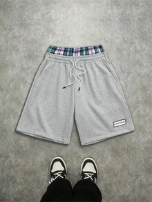 Manfinity EMRG Men's Double Waistband Design Versatile Bermuda Shorts, Holiday - Grey - View 1