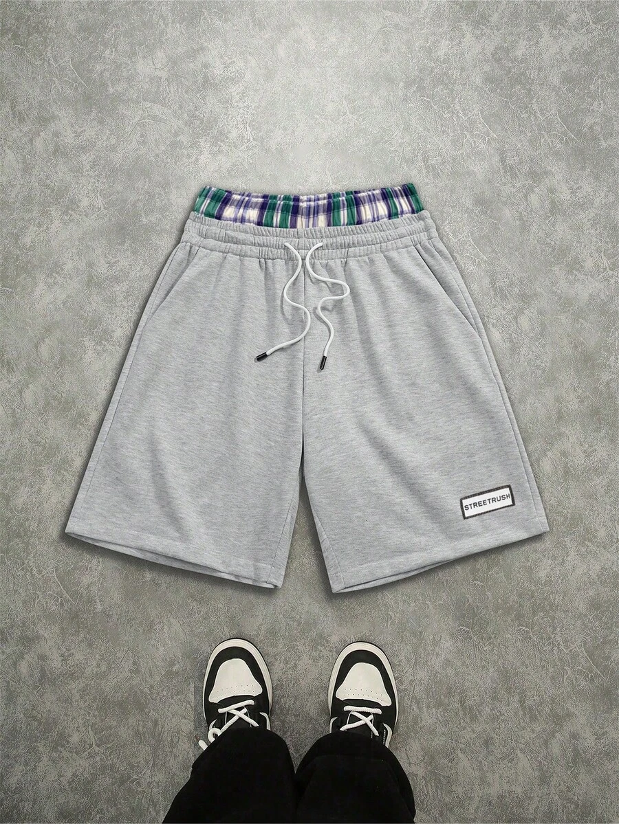 Manfinity EMRG Men's Double Waistband Design Versatile Bermuda Shorts, Holiday - Grey - View 1