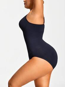 SHAPORA Mono informal, minimalista, de unicolor y ajustado sin mangas para tallas grandes - Negro - Ver 6