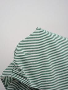 SHEIN EZwear 女士绿色编织无袖条纹迷你连衣裙 - 綠色 - 查看 9