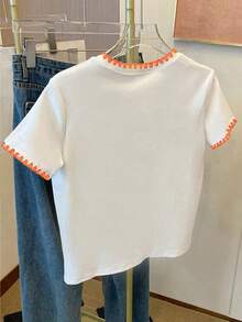 Resyla Plus Size Summer Casual Colorblock Trim Short Sleeve T-Shirt - Multicolor - View 2