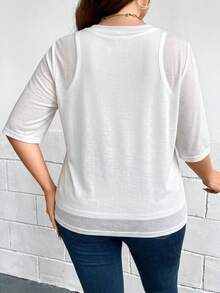 Comfylo Plus Size Women's French Style Casual Versatile Textured Sheer Knit Cardigan Office White Summer - White - View 2