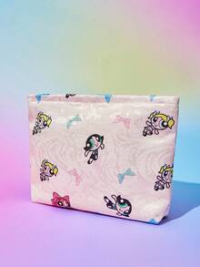 FanGlow THE POWERPUFF GIRLS X SHEIN 甜美可愛花朵、泡泡、毛茛花紋便攜式化妝包、零錢包、旅行包 - 彩色 - 查看 8