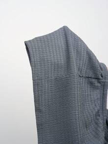 SHEIN EZwear 女士休闲夏季度假通勤纯色纹理面料短袖修身露脐T恤和抽绳腰短裤套装，不含腰链 - 深灰色 - 查看 10
