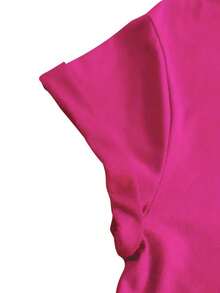 Easter Silent Letter Rabbit Gaster Print Loose Fit Short Sleeve Casual Round Neck T-Shirt, Suitable For Daily Wear, Plus Size Women - Hot Pink - View 3