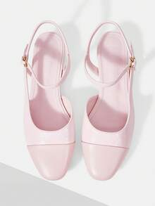 MOTF LADIES' NEW FRENCH RETRO SMALL SQUARE HEAD REAR STRAP FLAT SOLE SHOES ARE ELEGANT, VERSATILE AND COMFORTABLE - Pink - View 1