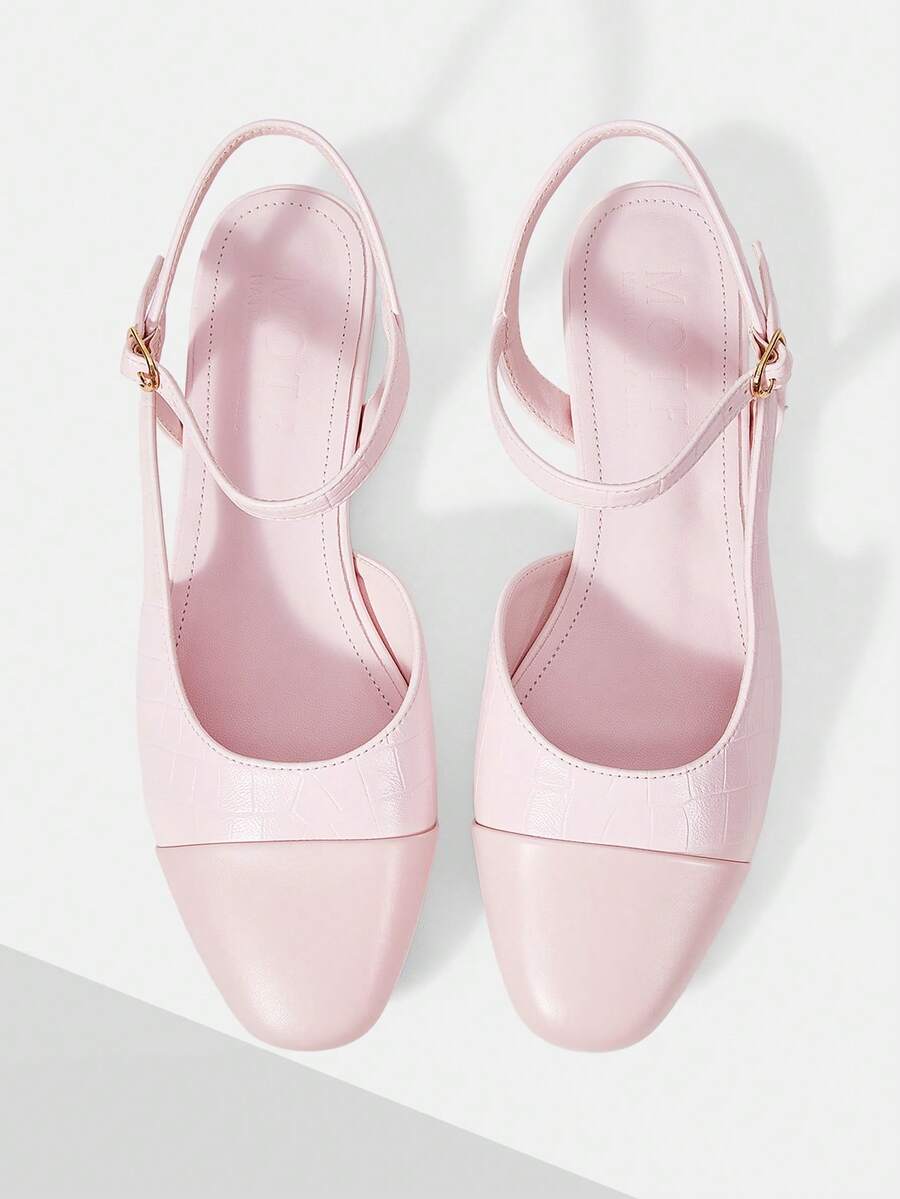 MOTF LADIES' NEW FRENCH RETRO SMALL SQUARE HEAD REAR STRAP FLAT SOLE SHOES ARE ELEGANT, VERSATILE AND COMFORTABLE - Pink - View 1