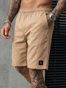 Manfinity CasualCool Men's Khaki Drawstring Waist Pocket Casual Shorts - Khaki - View 5