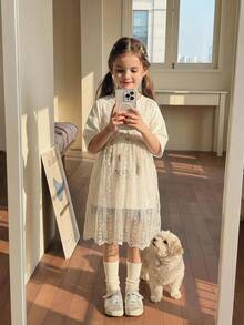 Dazy Kids 青少年女孩蕾絲休閒百搭日常外出襯衫 夏季 - 白色 - 查看 5
