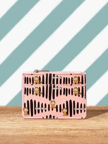 GARFIELD | SHEIN Sweet And Cool Powder Wallet, Striped Full-Printed Card Bag, Multi-Card Space. - Pink - View 1
