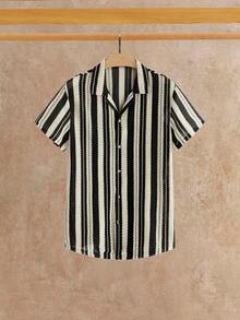 EASEVO Men's Plus Size Summer Casual Striped Shirt - Multicolor - View 7