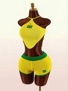 Bumpella Nuevos shorts de punto mini de la Copa del Mundo de Brasil - Amarillo - Ver 3