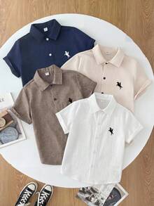SHEIN 男童夏季休闲短袖衬衫 - 彩色 - 查看 3