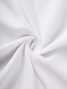 Franclia Casual Solid Color Ruffle Sleeve Short Sleeve Bow Decor Asymmetrical Hem Shirt - White - View 5