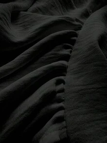 Maweii 大尺碼短袖優雅休閒V領極簡性感浪漫女上衣 - 黑色 - 查看 7