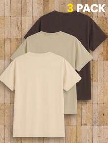 Manfinity RebelGame Men's Crew Neck Solid Color Casual Versatile Short Sleeve T-Shirt - Multicolor - View 2