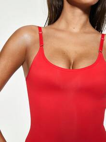 SHAPORA Pakaian Dalam Luar Wanita Model Cami Kasual Warna Polos - Merah - View 7