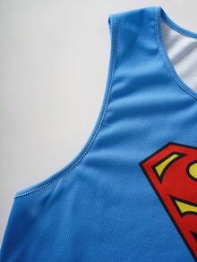 SUPERMAN X SHEIN Men's Print Tank Top And Shorts Loungewear Set - Blue - View 5