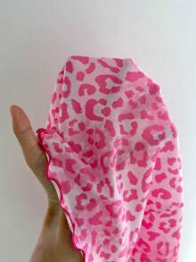 ZzzCrew Pink Hot Girl Leopard Print Small Bow Slim Fit Camisole Nightgown For Women - Hot Pink - View 7