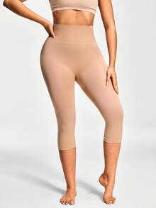 SHAPORA Women's Minimalist Solid Color Highwaisted Seamless Shapewear Pants - Apricot - View 5