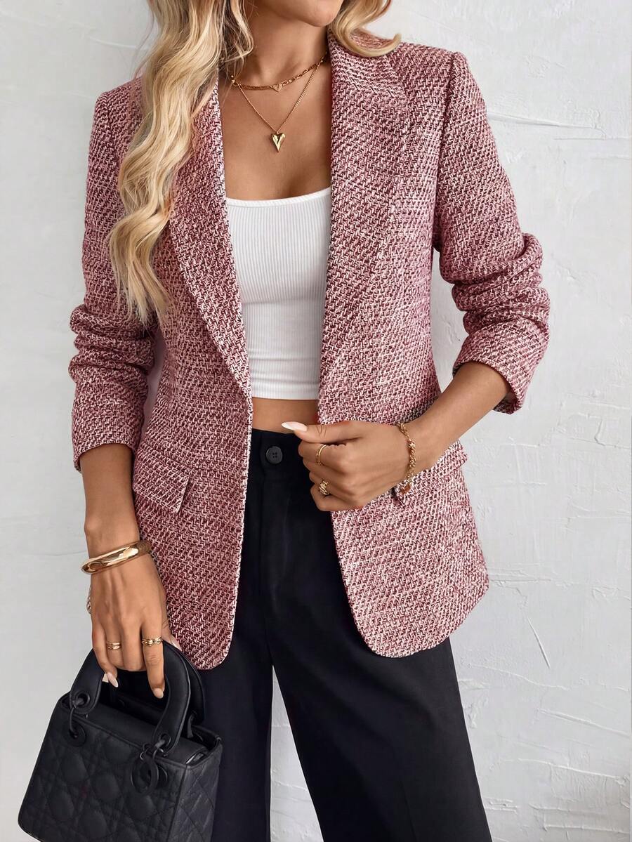 EMERY ROSE Áo khoác blazer nữ thanh lịch, tối giản, dài tay, mặc hàng ngày - Đỏ - Xem 1