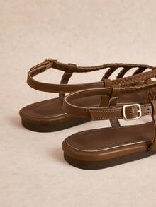 Rosivie Women's Shoes Summer Fashion Casual Versatile Flat Sandals - Coffee Brown - View 5