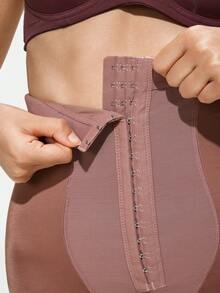SHAPORA Women's High Waist Contrast Color Front Button Shapewear Pants, Suitable For Daily Wear - Brown - View 6