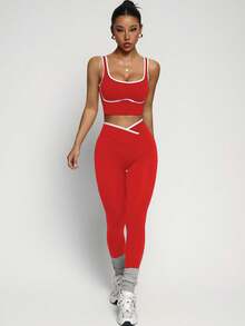 Dewbera Dewbera Women's Seamless Colorblock Yoga Sports Set - Multicolor - View 6