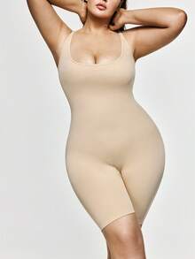 SHAPORA Plus Solid Shapewear Cami 连体衣 - 杏色 - 查看 4