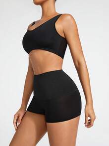 SHAPORA Women's Crop Top & Skirt & Body Shaper Set - Black - View 9