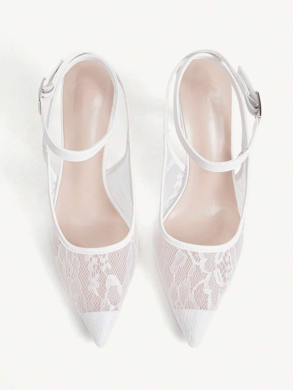 CUCCOO CHICEST Women Shoes Pointed White Lace Mesh Ankle Strap Fashion Sexy Dinner Party Dating Elegant High Heel Shoes