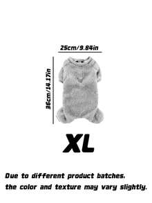 1 Piece Pet Plush Four-Legged Clothes, Solid Color Windproof Warm Outfit, Dog Sweater Hoodie, Suitable For Cats & Puppies In Autumn And Winter - Grey - View 13