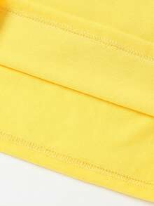 Baby Girl Pastel Yellow Summer Casual Cute Cartoon Bee Print T-Shirt & Bike Shorts Set,Soft Flower Pattern Athleisure Wear For Daily Work Home - Multicolor - View 7