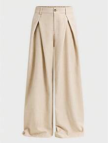 EASEVO Pantalon décontracté de ville à jambe incurvée pour hommes grandes tailles - Nude - Voir 8