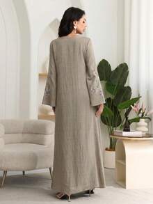Al Najma Bata elegante bordada para mujer para Eid - Café integral - Ver 2