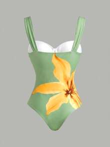 Swim Oasis 女款度假海灘花卉印花性感連身衣搭配綁帶抓皺長裙套裝 - 彩色 - 查看 3