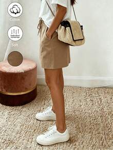 SHEIN Holidaya 女款休閒彈性腰綁帶A字裙,夏季穿搭,女款度假優雅裙,派對、海灘穿搭,畢業典禮、外出穿搭,休閒裙,女款度假穿搭,夏季度假穿搭,Y2k,鄉村音樂演唱會穿搭,鄉村風裙子,女款通勤穿搭,女款辦公室穿搭,社交裙,女款辦公室穿著,卡其色裙子,綁帶,A字裙,裙子,時尚百搭 - 卡其色 - 查看 5