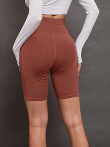 Activina Women's Solid Color Casual Versatile Daily Outing Sports Shorts With Pockets - Brown - View 7