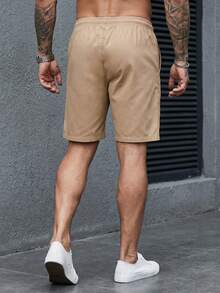 Manfinity CasualCool Men's Khaki Drawstring Waist Pocket Casual Shorts - Khaki - View 2