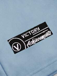 PAVTROS Plus Size Men's Casual Letter Print Drawstring Waist Slant Pocket Loose Shorts, Suitable For Daily Commute And Vacation - Baby Blue - View 5