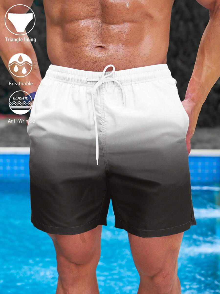 Manfinity KASUA Men's Drawstring Waist Gradient Color Casual Vacation Beach Shorts, Holiday - Multicolor - View 1