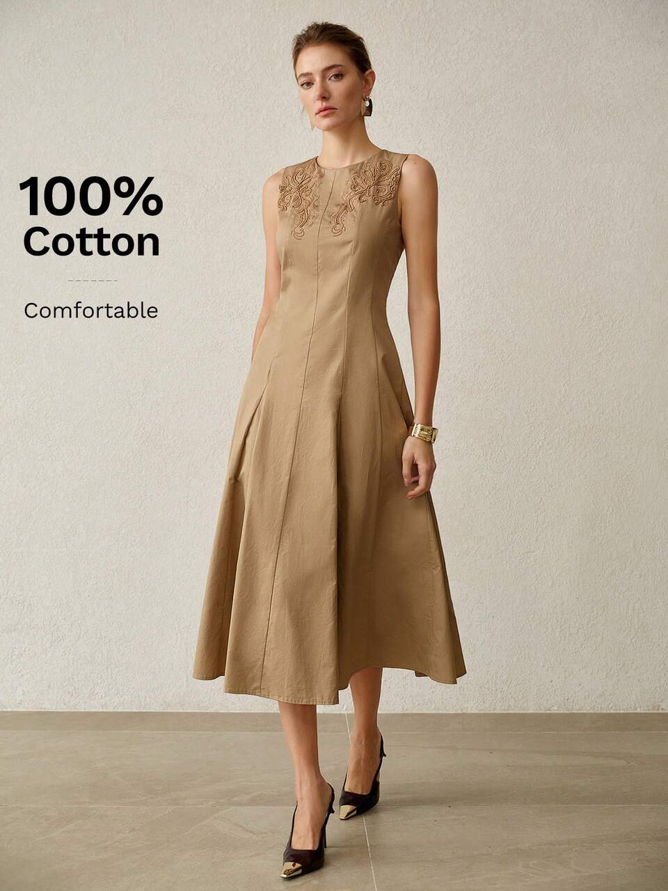 SPRING/SUMMER ELEGANT EMBROIDERED SLIM WAIST DRESS