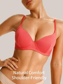 Barelissa 1 pieza Sujetador con aro de estilo minimalista para mujer - Rosa Roja - Ver 1