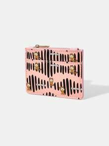 GARFIELD | SHEIN Sweet And Cool Powder Wallet, Striped Full-Printed Card Bag, Multi-Card Space. - Pink - View 4