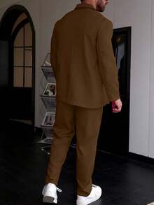 Manfinity Homme Men Lapel Collar Blazer & Suit Pants Formal, Ceremony - Brown - View 2