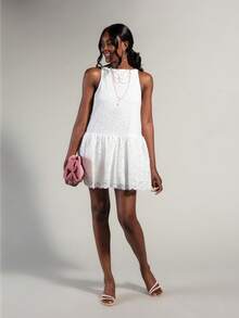 Rouah Vestido mini con volante de encaje de verano SS26 - Blanco - Ver 3