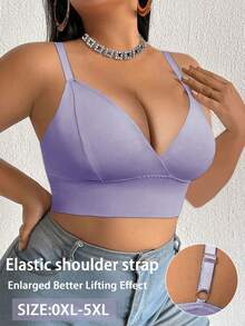 SHEIN 1 pieza Bustier minimalista y cómodo de unicolor para mujer de talla grande - Púrpura polvoriento - Ver 5