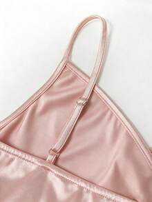 GlowEve Women's Solid Color Pleated Fashion Elegant Sexy Spaghetti Strap Short Dress Party Night Out Rose Gold Summer - Pink - View 7